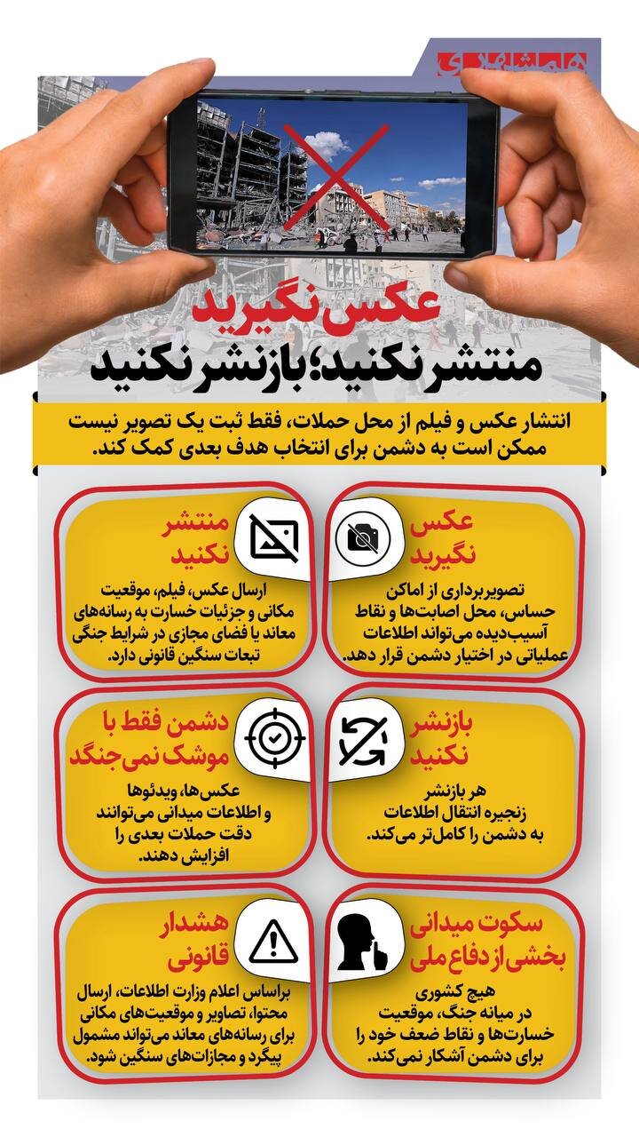 عکس نگیرید؛ منتشر نکنید؛ بازنشر ندهید + اینفوگرافیک