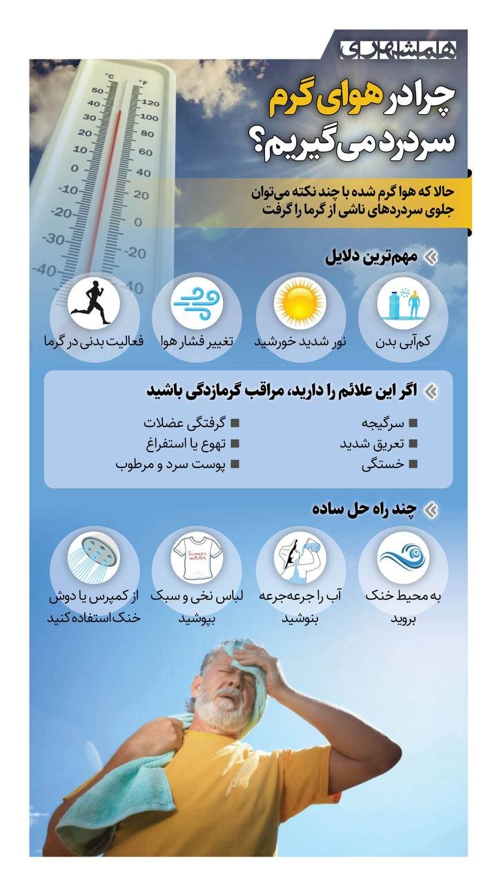 چرا در هوای گرم سردرد می گیریم؟! | علائم گرمازدگی را بهتر بشناسیم!