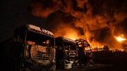 آتش‌سوزی در انبار نفت پس از حمله پهپادی؛ جاده‌ها مسدود شد | توضیحات مقام‌های محلی روسیه