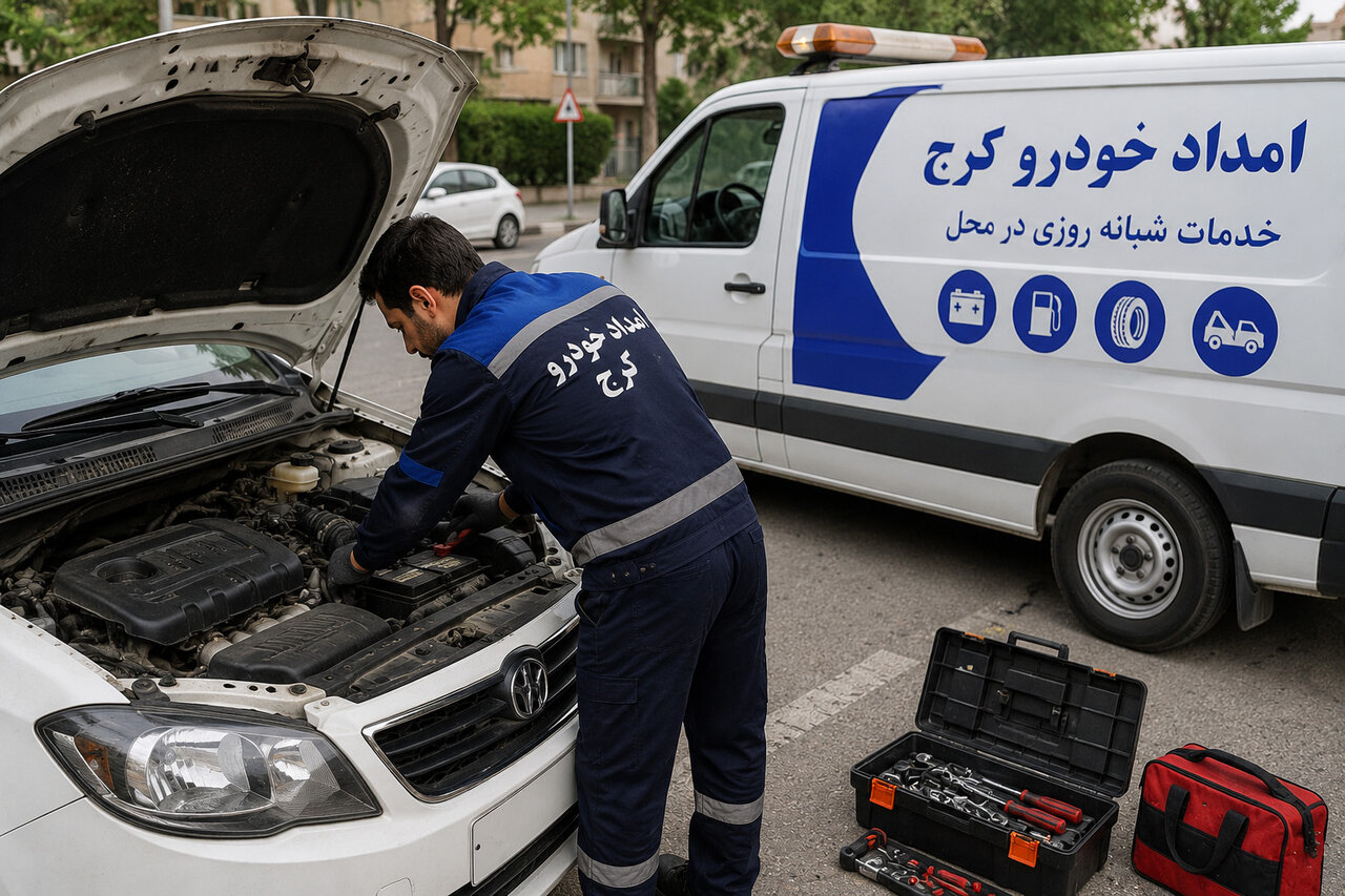 مکانیک سیار کرج در حال تعمیر خودرو