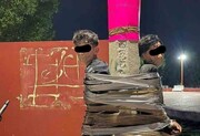 مردی نقاب‌دار سارقان را اینگونه به تیر برق می‌چسباند! | تصاویر