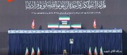 نمایی از پیکر مطهر رهبر شهید انقلاب و خانواده شهید ایشان در مصلی تهران