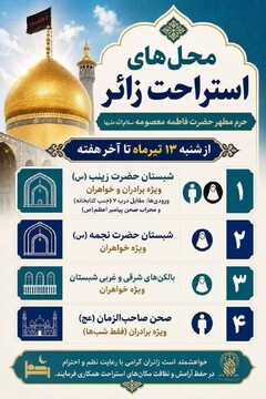 اگر راهی قم هستید، این تصویر را ببینید؛ محل‌ استراحت زائران در حرم مطهر حضرت معصومه (س) + اینفو