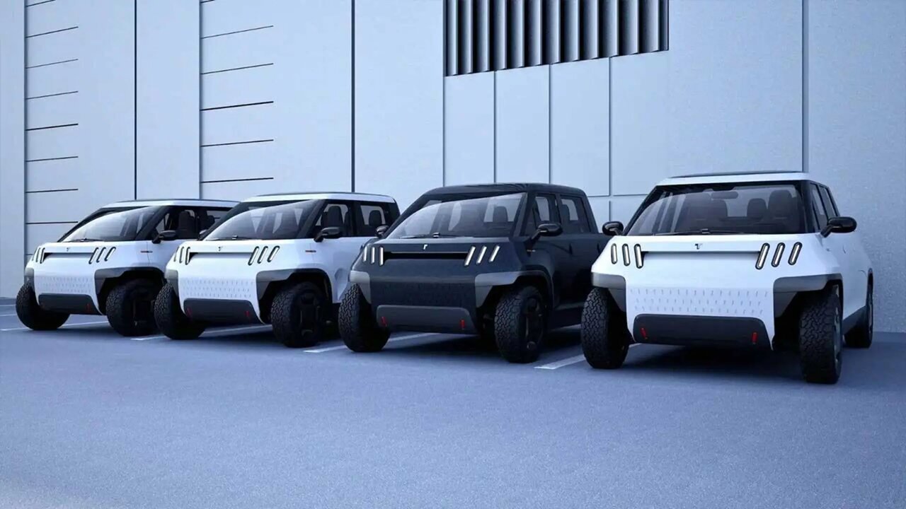 وانت با ابعاد مینی کوپر و فضای بار هایلوکس + عکس پیکاپ برقی MT۱