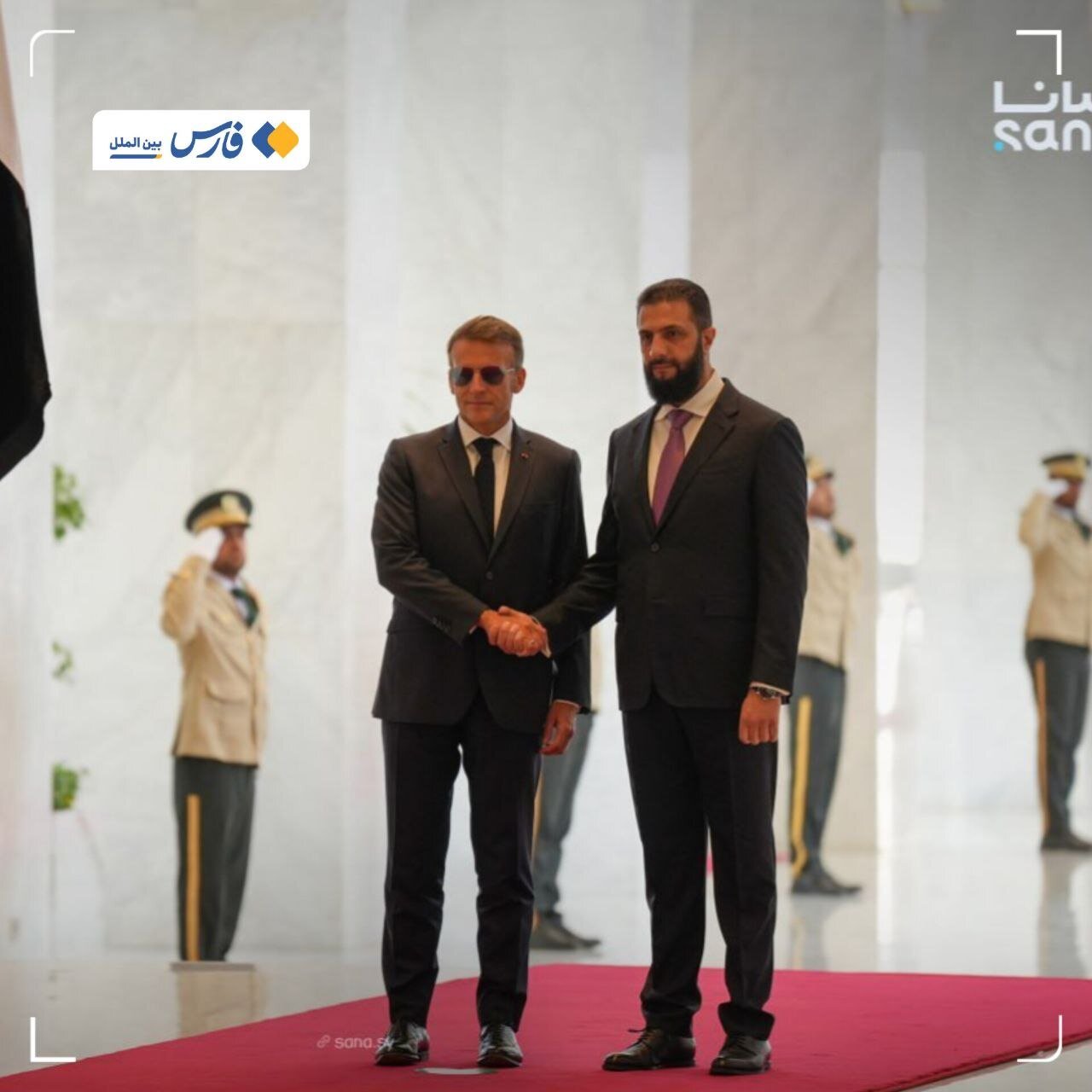 استقبال جولانی از ماکرون در کاخ ریاستجمهوری دمشق+ تصاویر