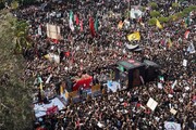 شکوه بدرقه پیکر مطهر رهبر شهید از نمای هوایی در نجف