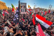خودروی حمل پیکر مطهر رهبر انقلاب در مشایه، مسیر پیاده‌روی اربعین از نجف به کربلا + فیلم