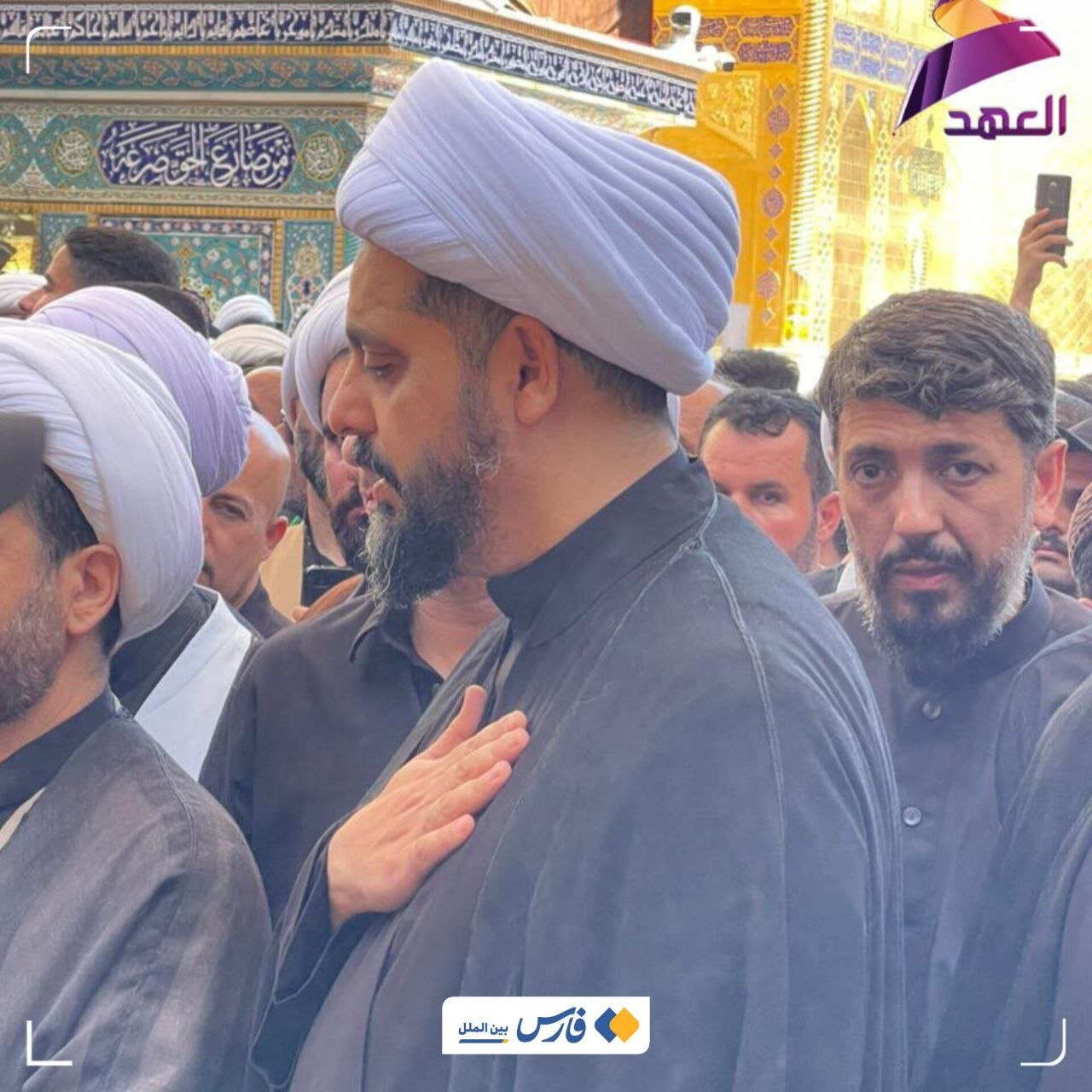 حضور دبیرکل عصائب اهل حق در مراسم تشییع رهبر شهید | عکس