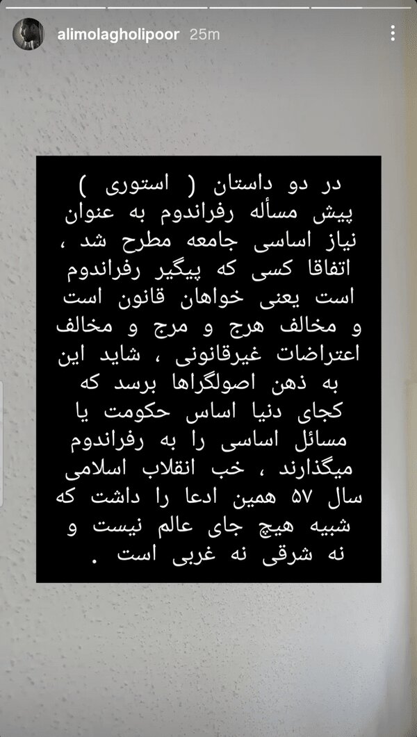 کارگردان سینما و تلویزیون خواستار رفراندوم شد! | سریالسازی با پول نظام، لفاظی علیه نظام!| ببینید