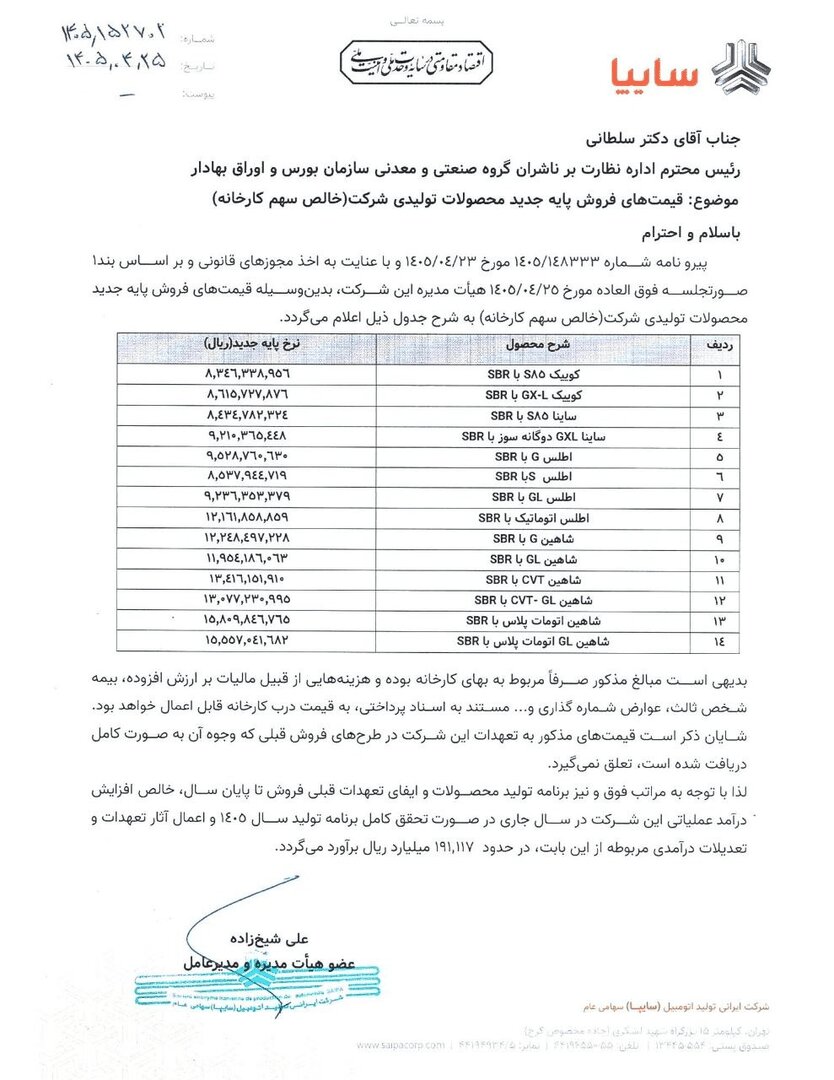 سایپا قیمت محصولاتش را گران کرد + قیمت و جزئیات