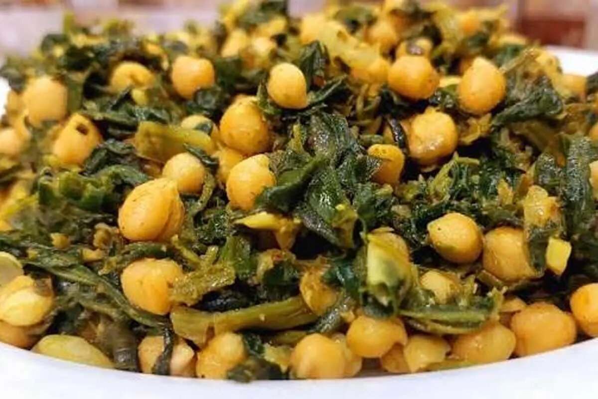 خوراک خوشمزه و اقتصادی با نخود و اسفناج خوراک نخود