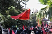 تصاویر هوایی از مراسم جا ماندگان اربعین  | نمایان شدن پرچم خون‌خواهی در تهران + فیلم