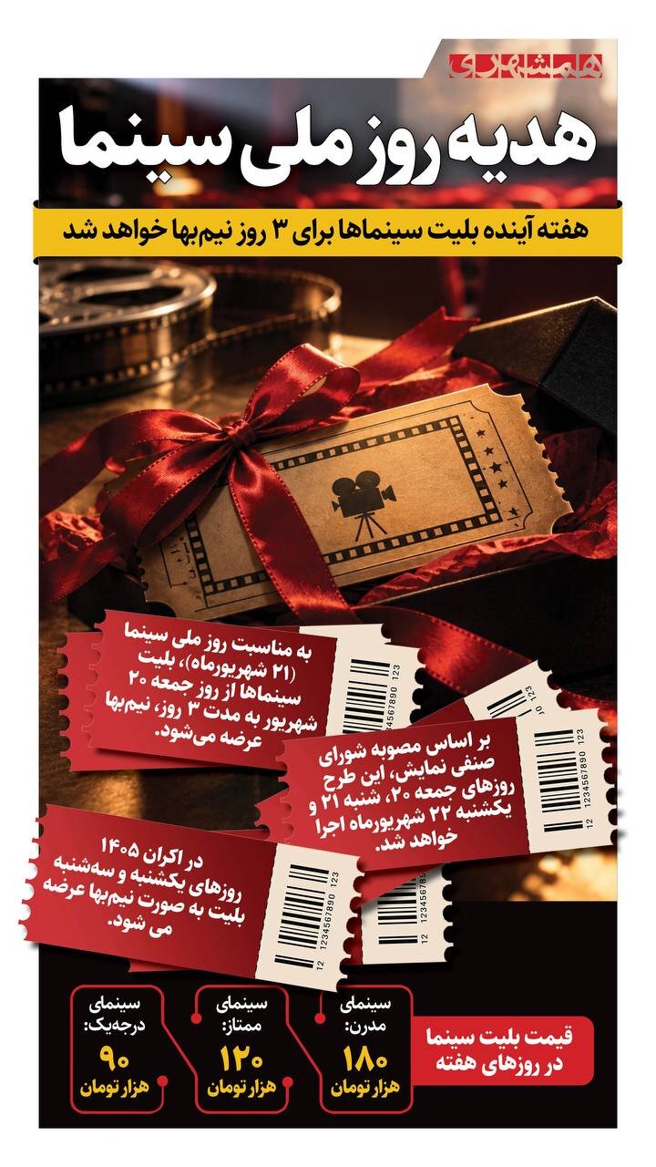 بلیت سینما برای ۳ روز نیم بها شد؟! + اینفوگرافیک