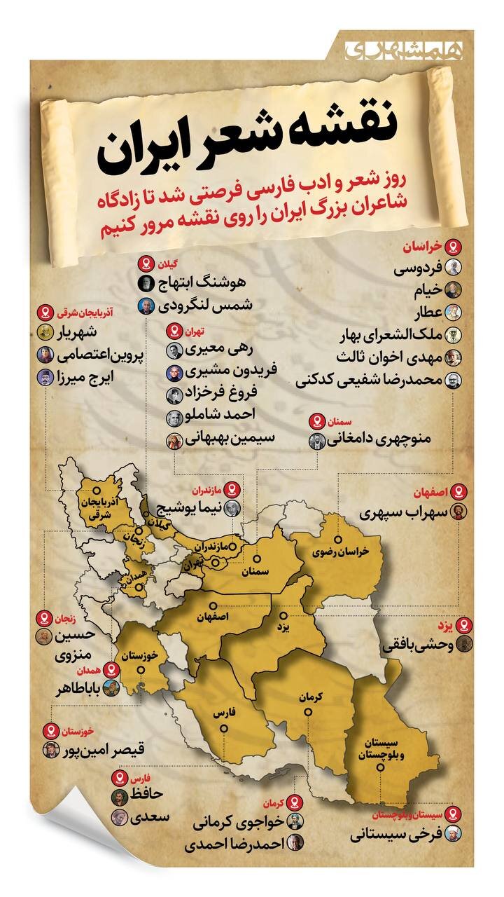 نقشه شعر ایران + اینفوگرافیک