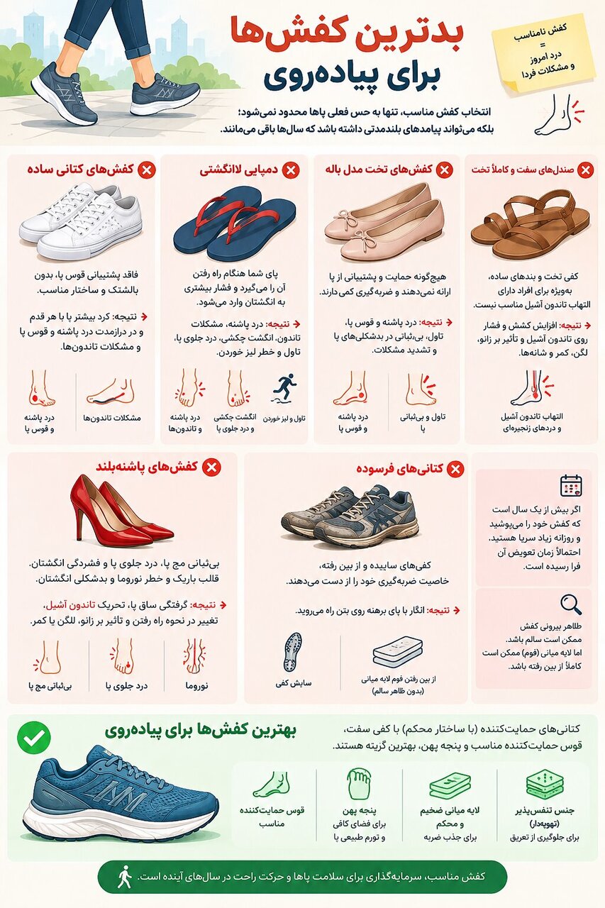بدترین کفشها برای پیادهروی