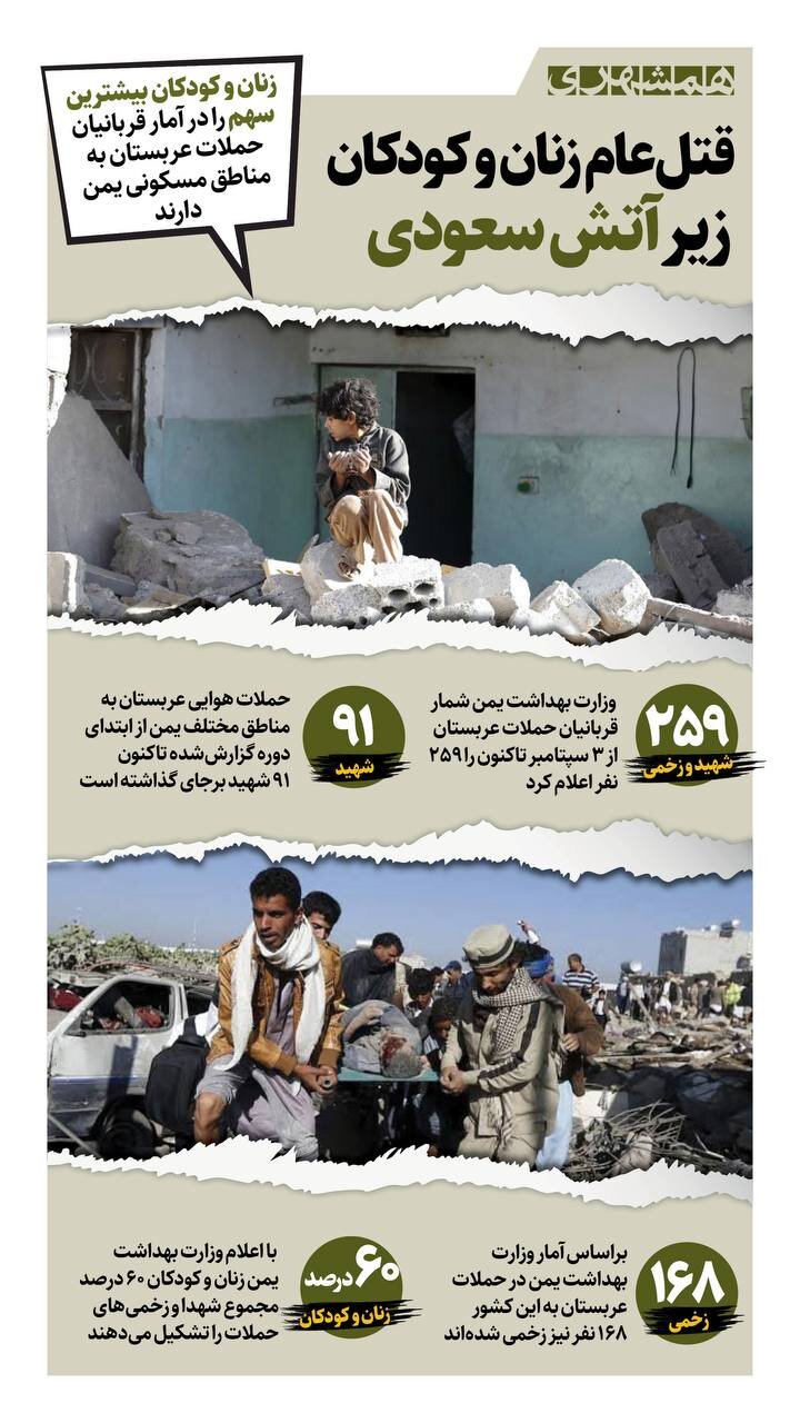 قتل عام زنان و کودکان زیر آتش سعودی!