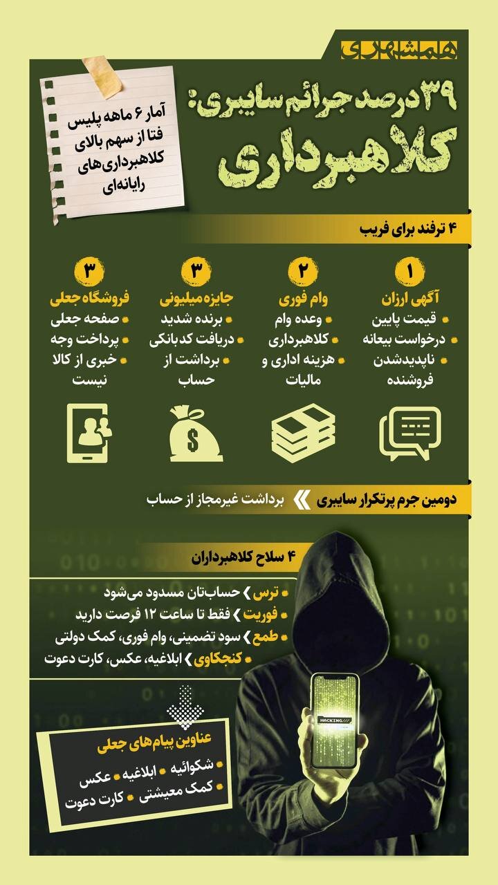 ۳۹ درصد جرائم سایبری، کلاهبرداری!