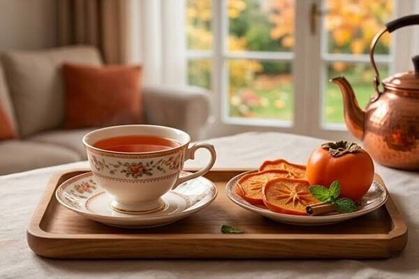 خواص شگفتانگیز چای خرمالو؛ نوشیدنی پاییزی با عطر زنجبیل و دارچین + طرز تهیه