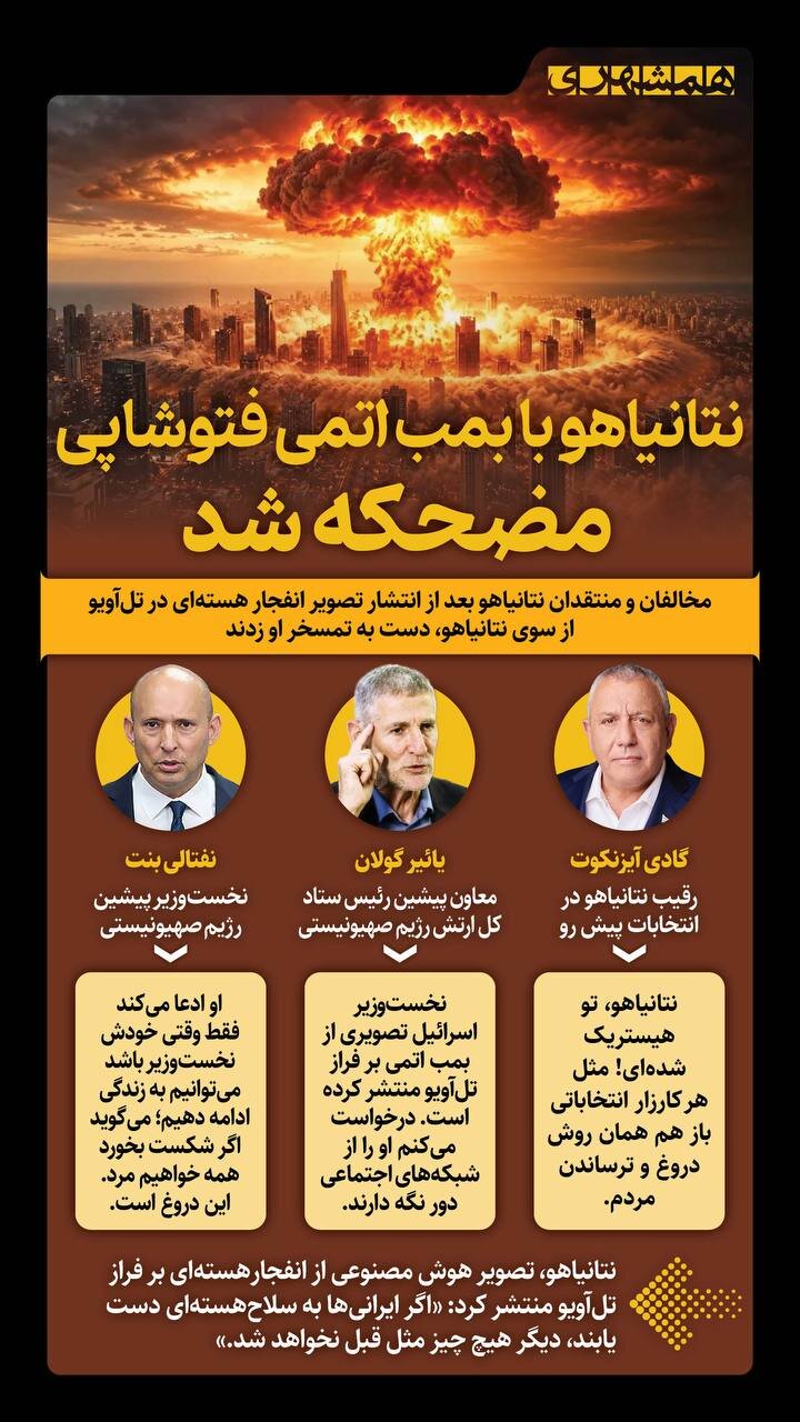 نتانیاهو با بمب اتمی فتوشاپی مضحکه شد! + اینفوگرافیک
