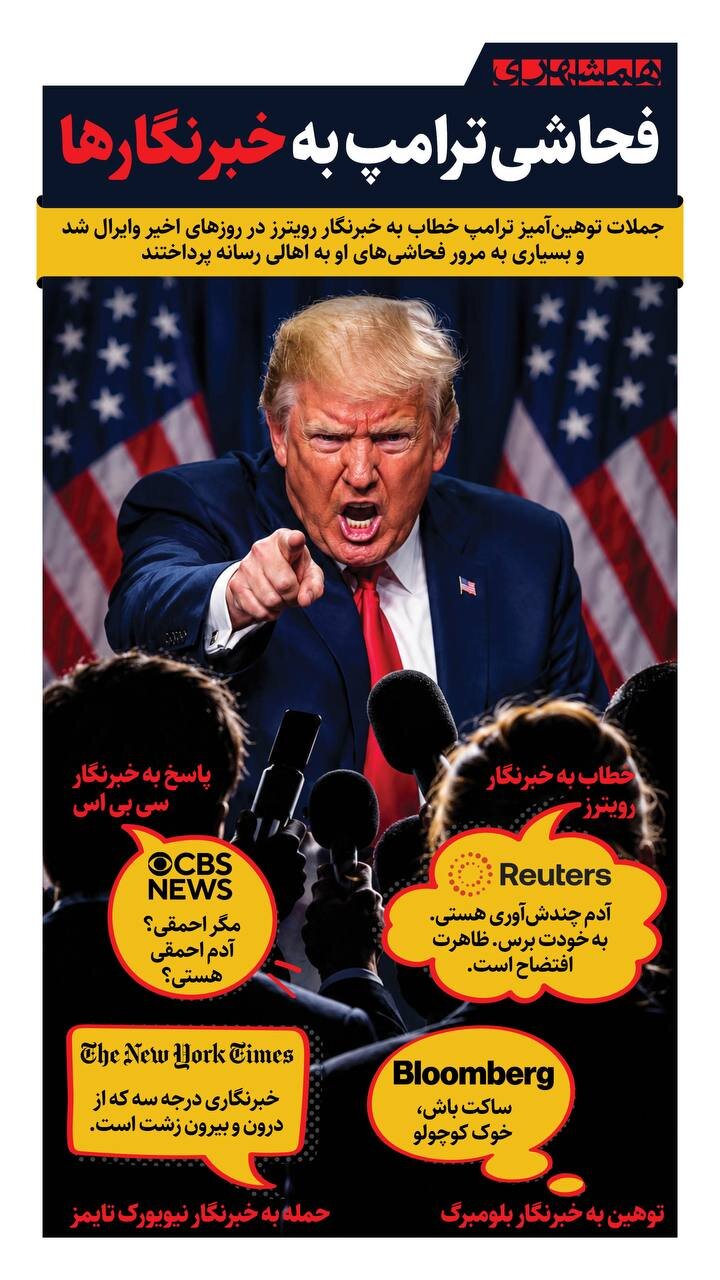 فحاشی ترامپ به خبرنگاران! + اینفوگرافیک